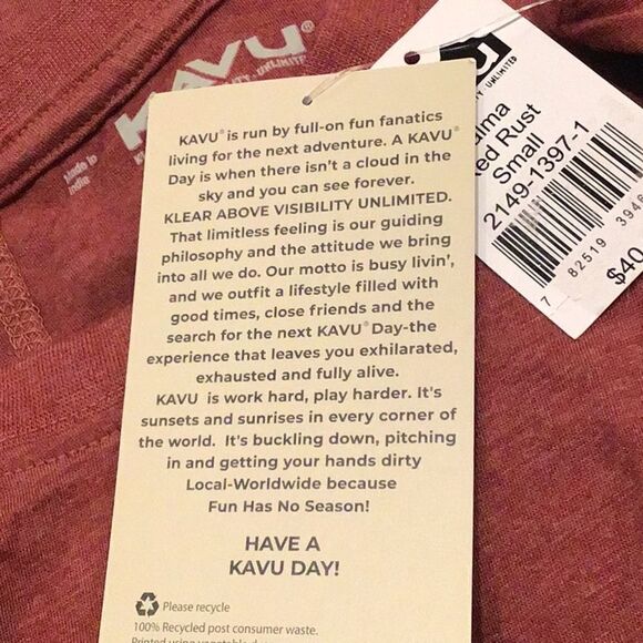 Kavu SALMA Red Rust 3/4 Sleeve Performance Athleisure Pullover T Shirt NEW - Picture 15 of 16